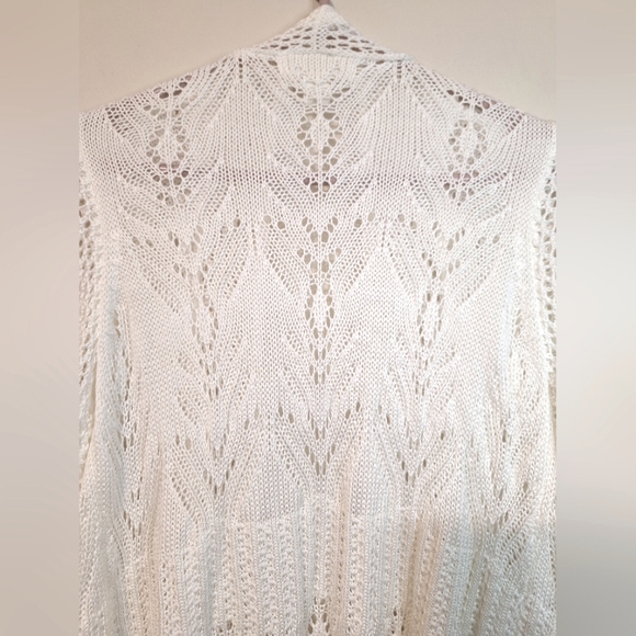 Tradition small 6/8 white eyelet lace knit boho waterfall cardigan - Picture 8 of 8